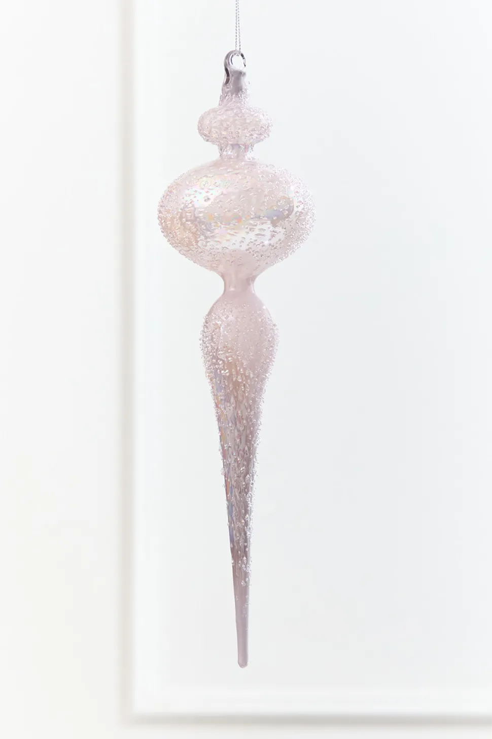 12" - 13" Iridescent Glitter Finial Glass Ornament