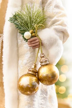 23” Ivory Santa with Wreath & Ornaments Figure