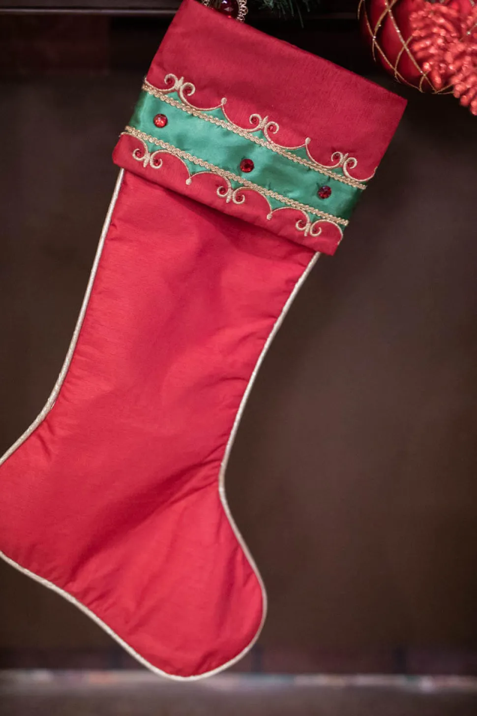 25” Jeweled Trim Velvet Stocking