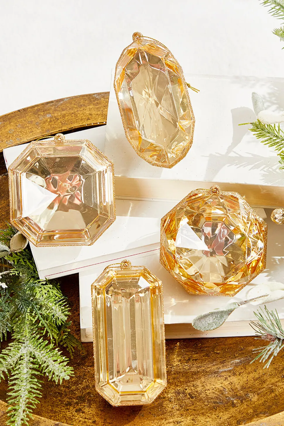4"-5" Jewel Ornament - Champagne