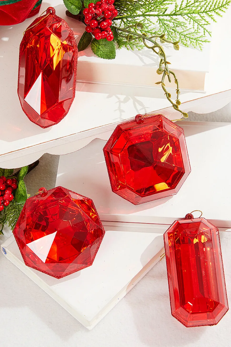 4"-5" Jewel Ornament - Red
