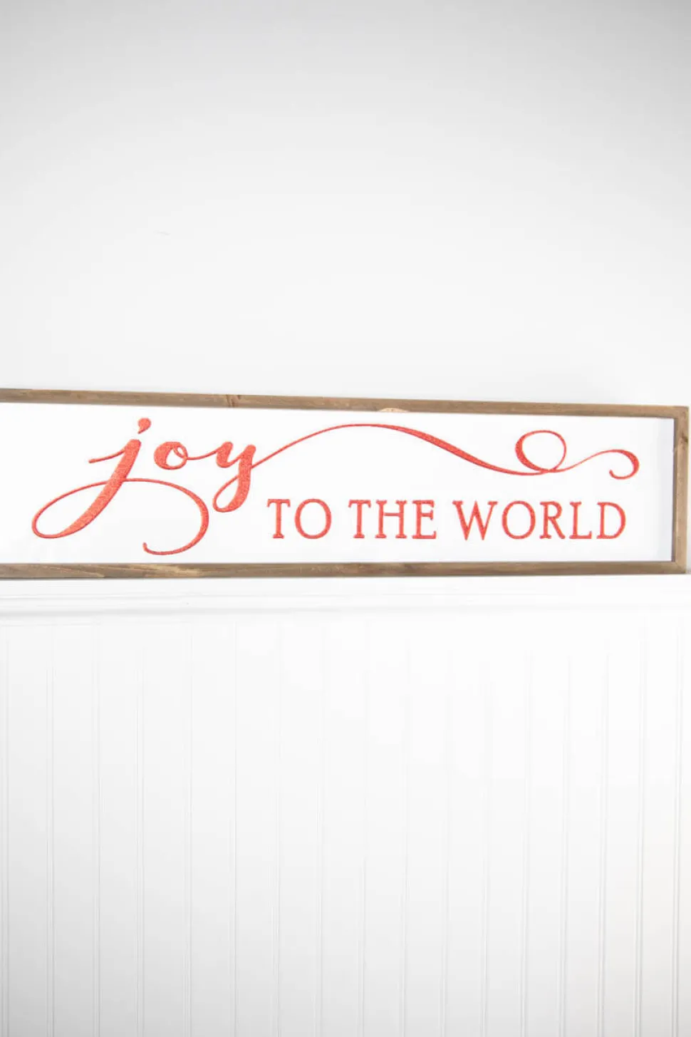 31.8” Joy To The World Embossed Sign with Wood Frame & Glitter Accent Letters