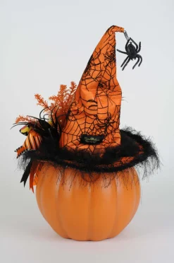 Karen Didion Lighted Pumpkin with Orange Hat