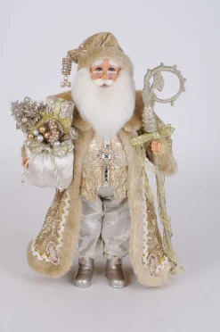 17" Karen Didion Lighted Touch of Gold Santa