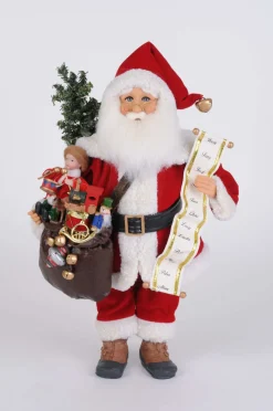 17" Karen Didion Lighted Vintage Toy Bag Santa