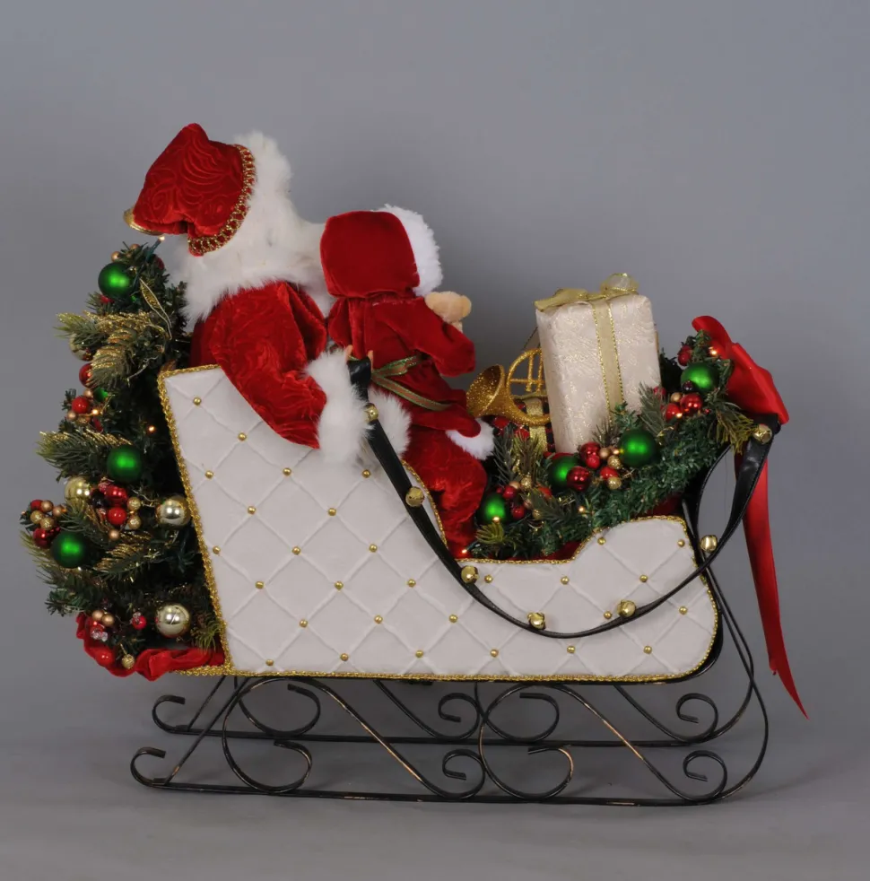 Karen Didion Lighted White Sled Santa