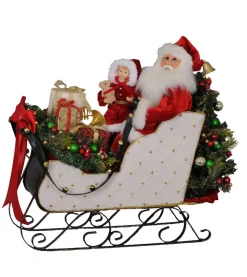 Karen Didion Lighted White Sled Santa