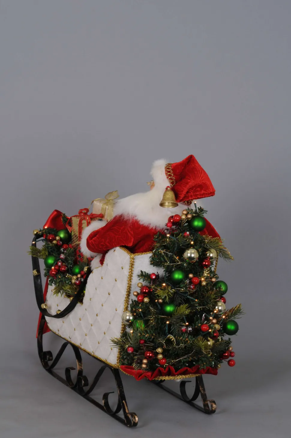 Karen Didion Lighted White Sled Santa
