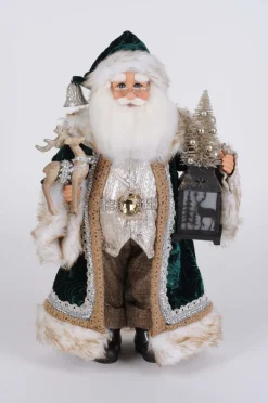17" Karen Didion Lighted Woodland Emerald Santa
