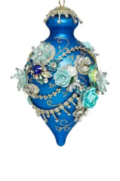 9" Kings Jewel Fancy Finial Ornament, Blue - Mark Roberts
