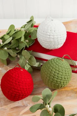 4" Knit Pom Pom Ball Ornament