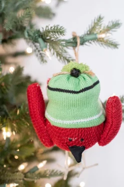 8.5" Knit Red Bird Ornament