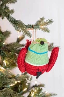 8.5" Knit Red Bird Ornament