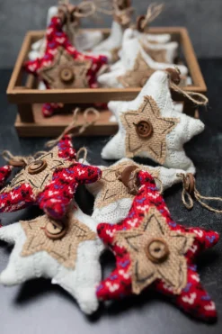 3" Knit Star Ornament W/ Box - Set of 12