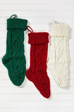 Knitted Christmas Stockings - Red