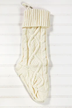 Knitted Christmas Stockings - Ivory