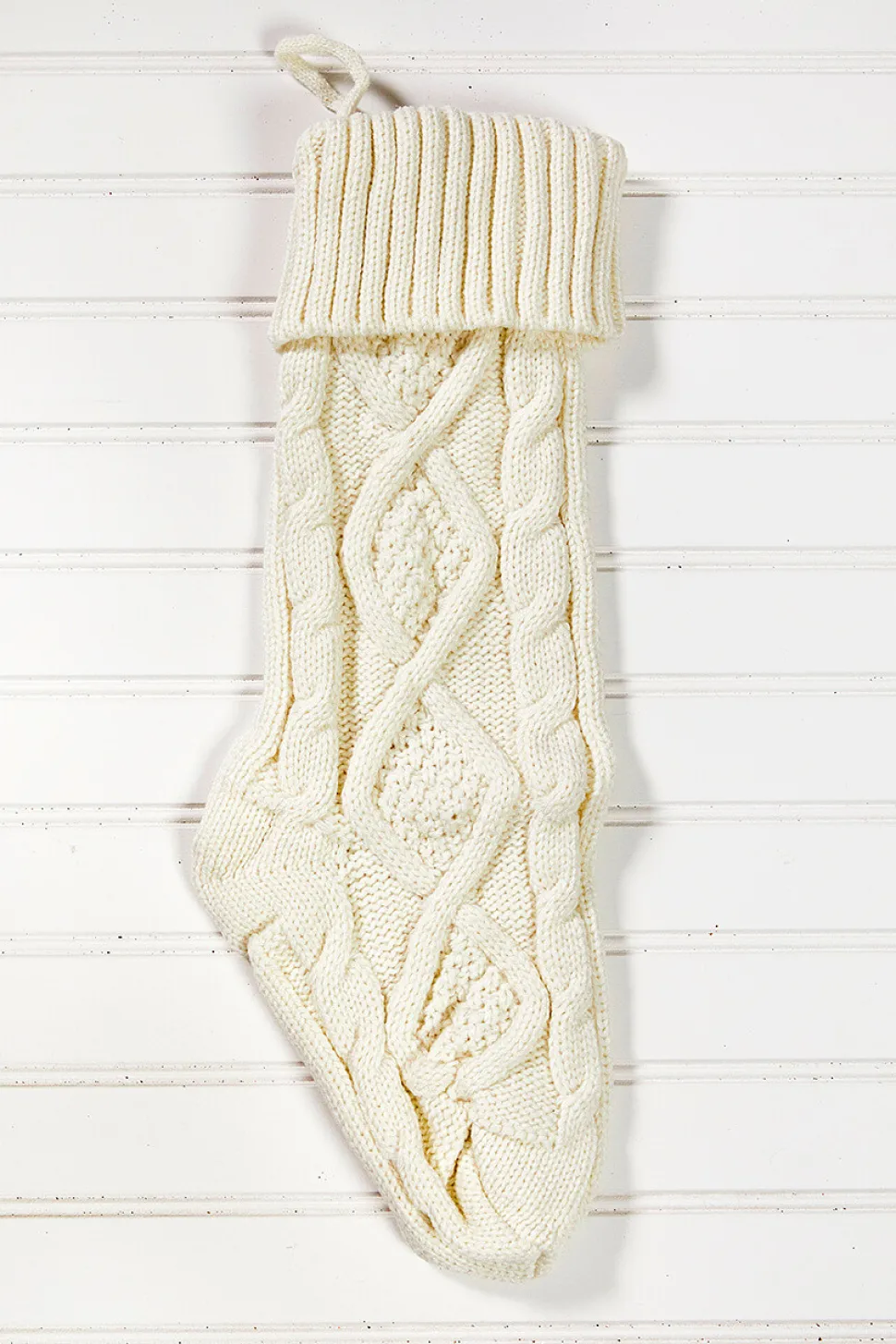 Knitted Christmas Stockings - Ivory