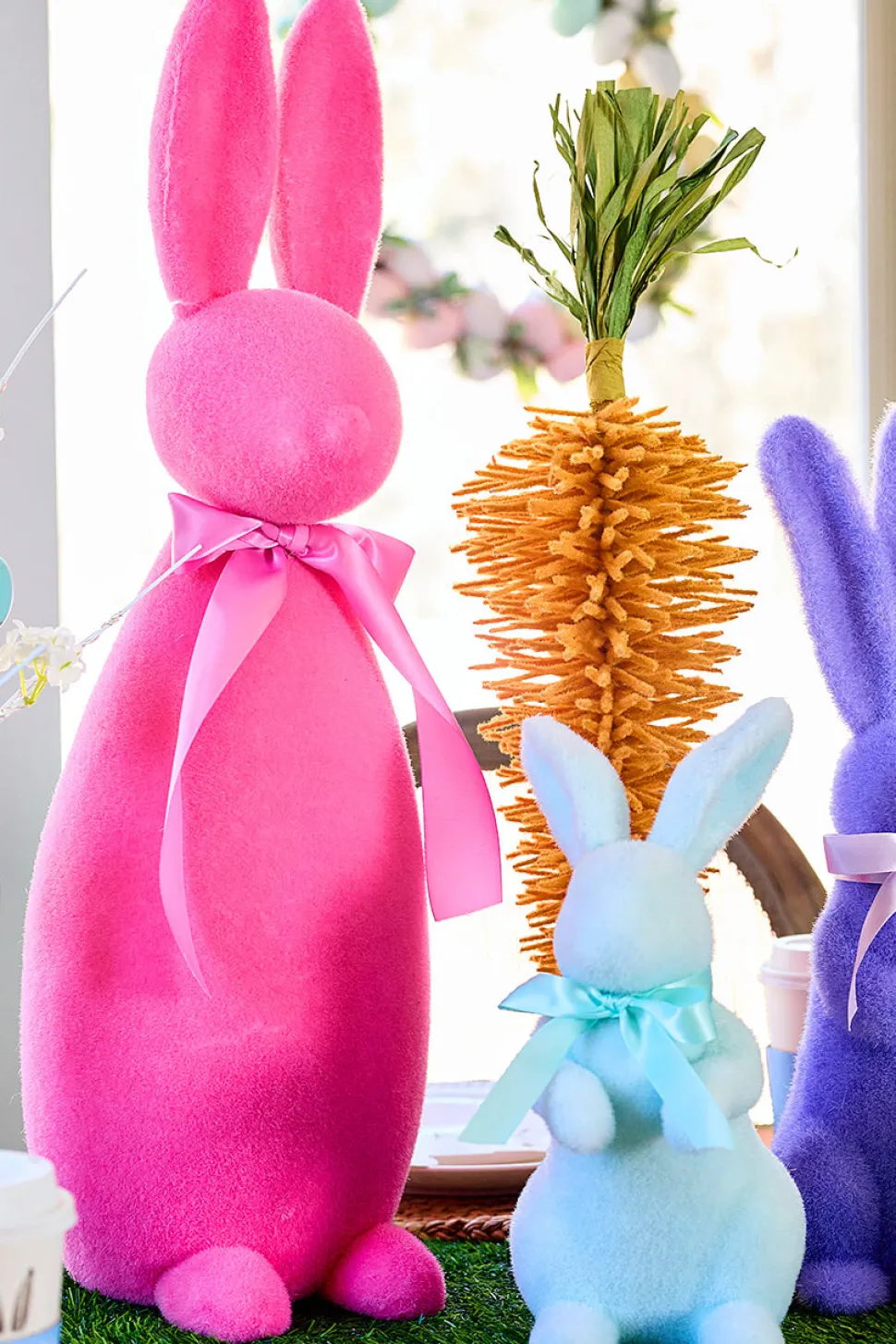 26" Large Flocked Easter Bunnies