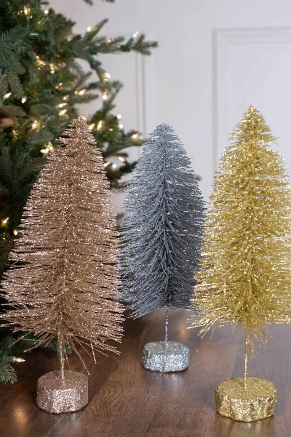 15" Large Metallic Bottle Brush Tree