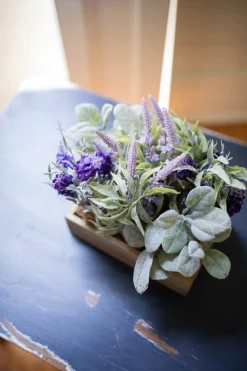 9” Lavender & Lamb’s Ear In Burlap with Crate - Set of 6