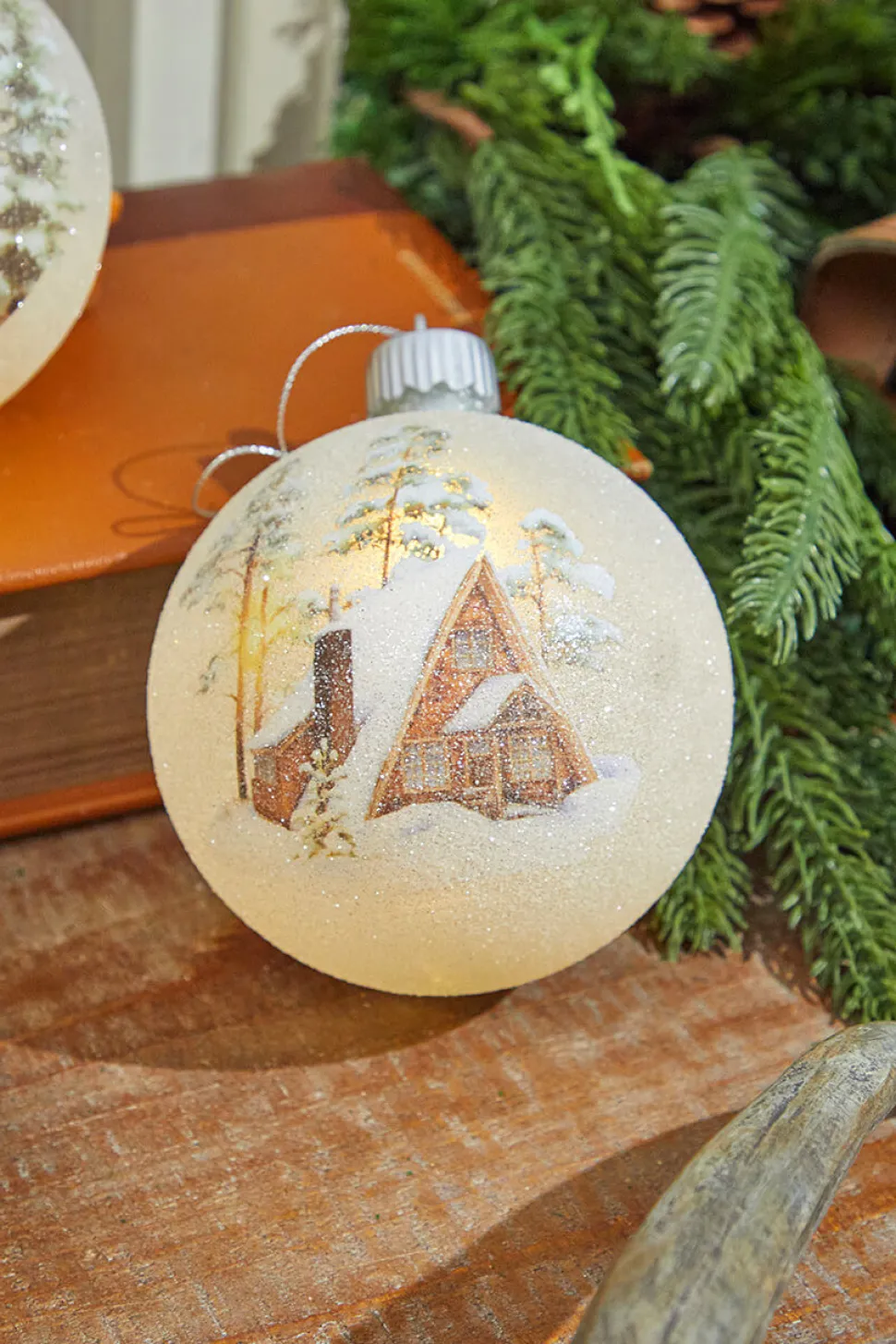 4” LED Glass Cabin Ornament