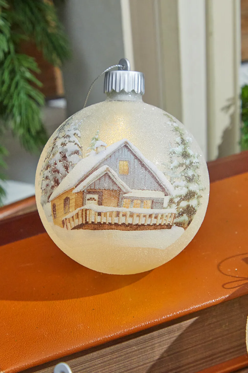 4” LED Glass Cabin Ornament