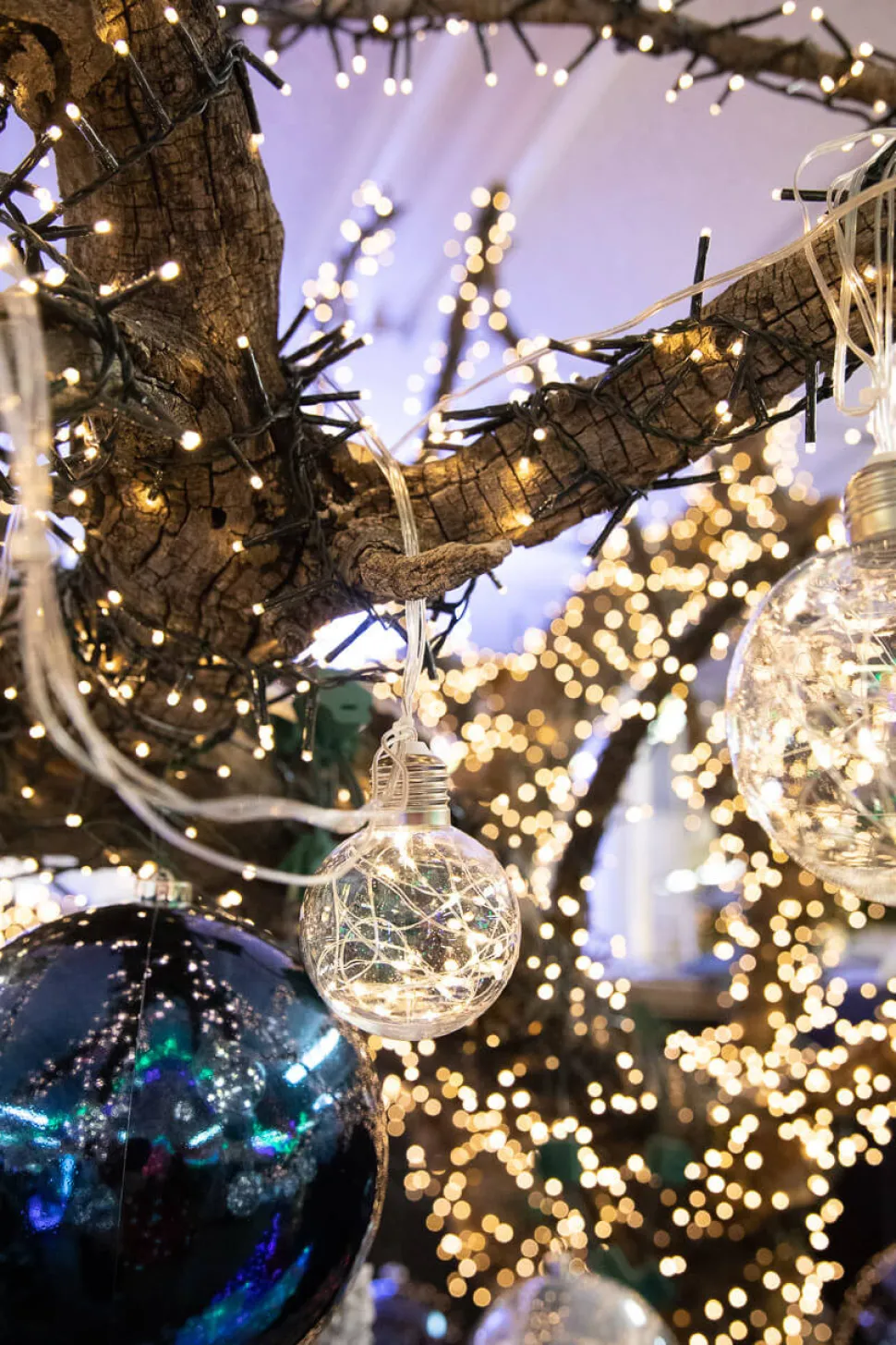 LED String Lights with Clear Balls - 4” Orbs