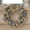 24" Lexington Fir Flocked Plug-In Wreath with Warm White LED Lights