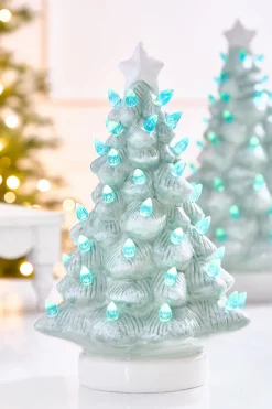 11.5" Light Blue Ceramic LED Tree