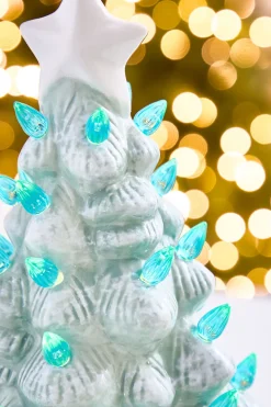 15" Light Blue Ceramic LED Tree