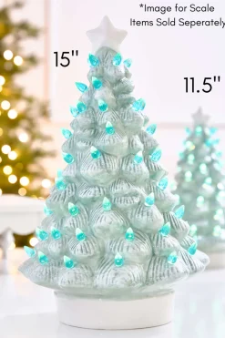15" Light Blue Ceramic LED Tree