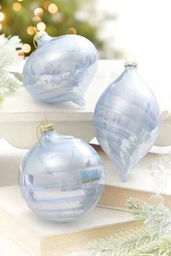 4" - 7" Light Blue Iridescent Glass Ornament
