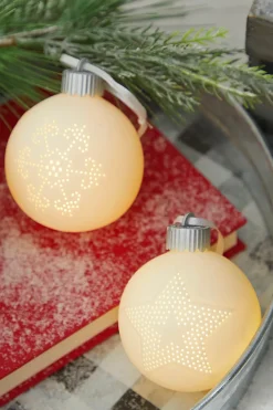 4” Lighted Ceramic Ball Ornament