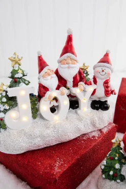 Lighted Holiday Resin Figure - Snowman on Right