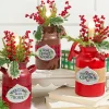 12" Lighted Metal Milk Can with Pine & Berry Arrangement