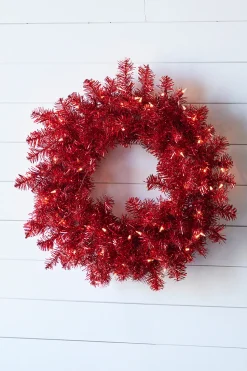 20” Lighted Red Wreath