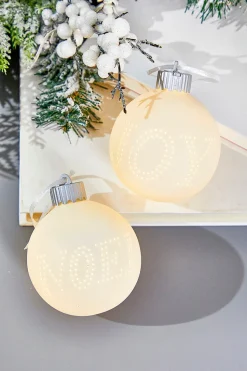 3" Lighted Text Ceramic Ornament