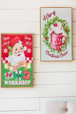 19.6" Lighted Wood Holiday Design Wall Sign