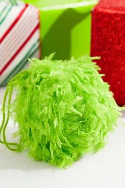 3" Lime Green Furry Fabric Ball Ornament