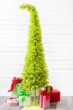 7' Lime Green Whimsical Tree with LED Lights
