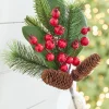 16" Magnolia Leaf Berry Cone Pick