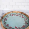 15" Mango Wood Pomegranate Wreath Tray