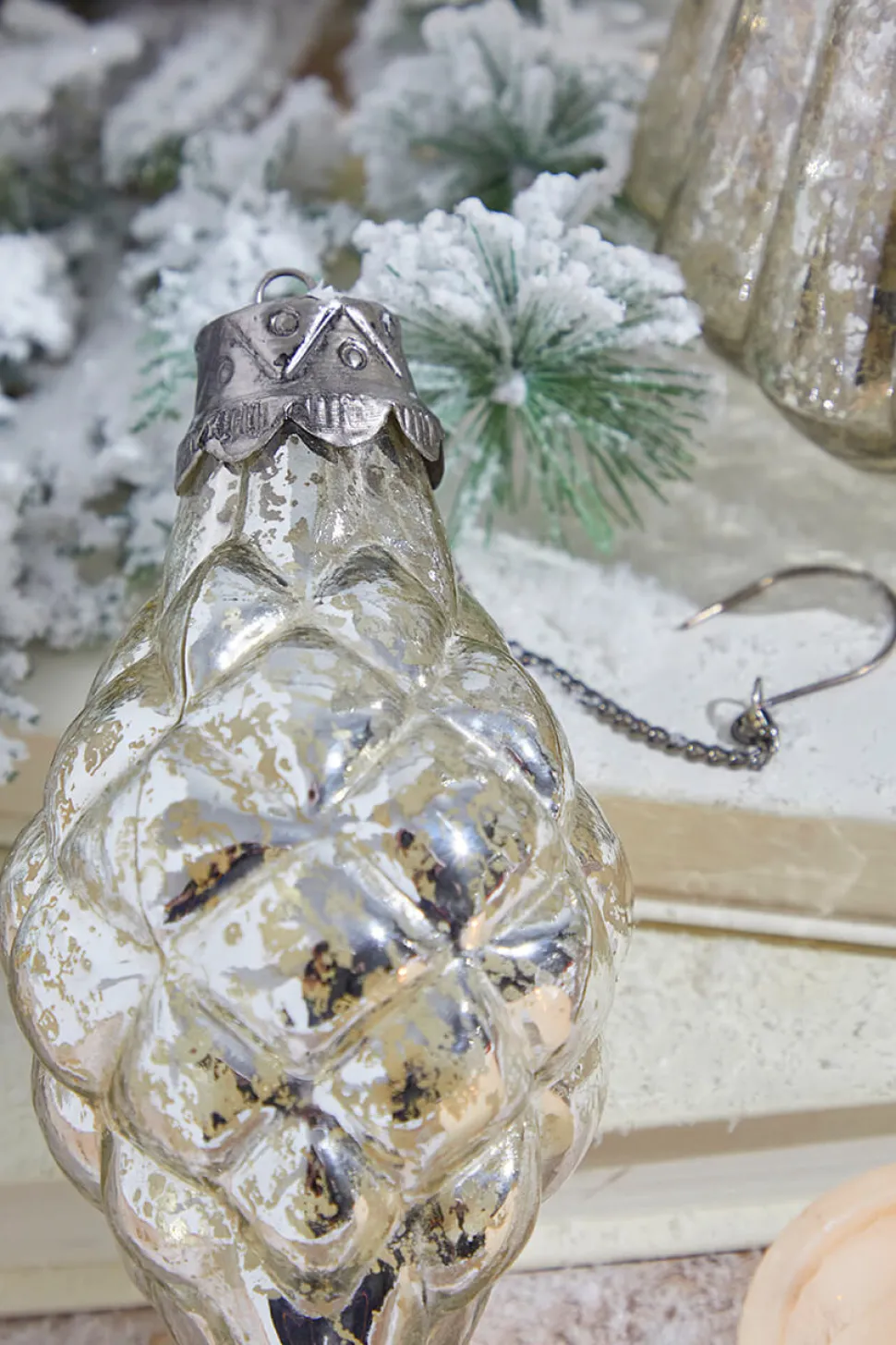 8" Marquis Elizabethan Mercury Glass Ornament