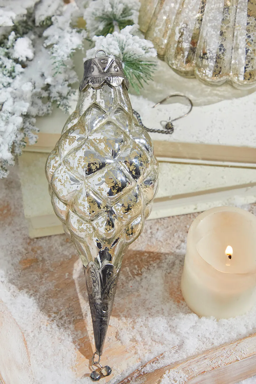 8" Marquis Elizabethan Mercury Glass Ornament