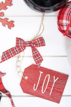 9” MDF “Joy” Tag with Bow Ornament
