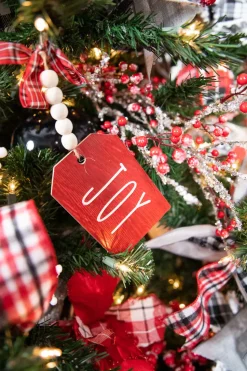 9” MDF “Joy” Tag with Bow Ornament