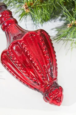 7.25” Mercury Glass Red Chandelier Drop Ornament