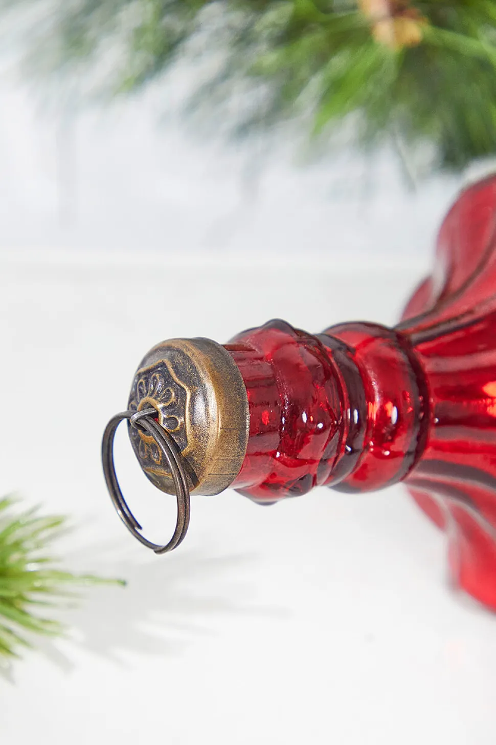 7.25” Mercury Glass Red Chandelier Drop Ornament