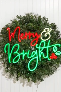 24" Merry & Bright Lit Neon Sign