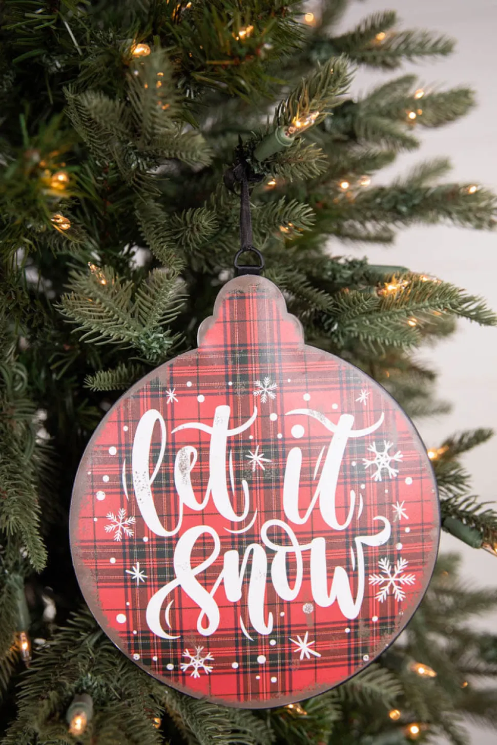 8.6” Metal Buffalo Check Christmas Ornaments